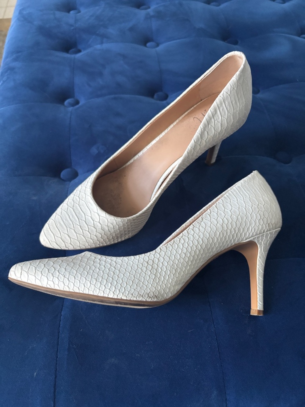 INC International Concepts Textured Pointed-Toe Pumps in Off-White